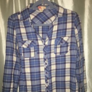 Blue white plaid shirt